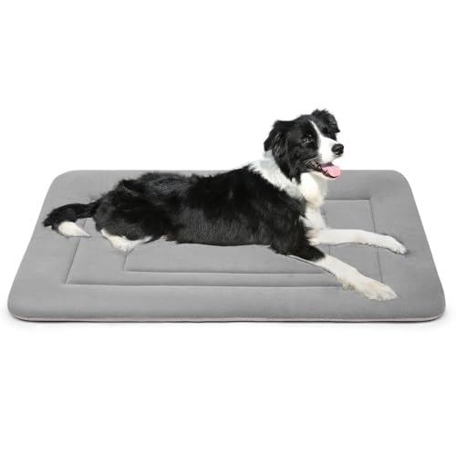Dog Bed Soft Dog Crate Bed Pad Mat, 36 in Non Slip Bottom Washable Beds for Medium and Large Dogs, Pet Bed Mattress Kennel Pad, Clay Gray - color: Clay Gray, size: 36.0"L x 23.0"W x 1.2"Th