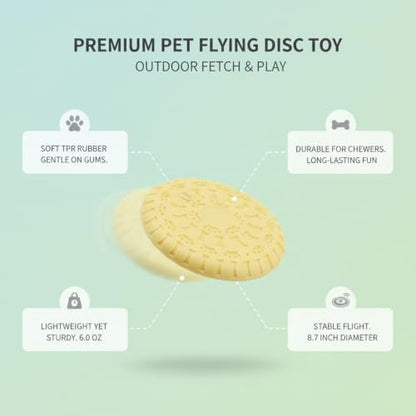 Compatible with Interactive Fetch Play, Soft TPR Rubber Dog Flying Disc, Flexible 8.7 Inch Outdoor Toy for Dogs - color: Yellow