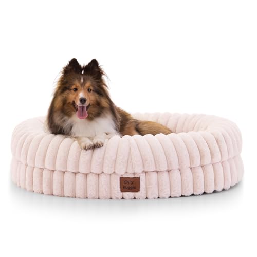 ChiXnuggle Orthopedic Dog Bed, Washable Cover, Faux Fur Bolster Pet Couch | waterproof,egg crate foam,non-slip bottom,for small medium dogs,pink,30*24*7,dog sofa,puppy bed - color: Pink, size: M(30*24*7)