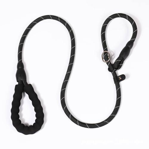 6 FT Rope Dog Leash Shock-Absorbing - Padded Handle and Sliding Metal Buckle, Adjustable Heavy-Duty Reflective Rope for Walking Medium Large Dogs (Black) - color: Black