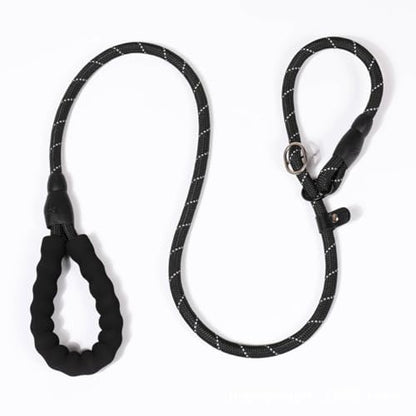 6 FT Rope Dog Leash Shock-Absorbing - Padded Handle and Sliding Metal Buckle, Adjustable Heavy-Duty Reflective Rope for Walking Medium Large Dogs (Black) - color: Black