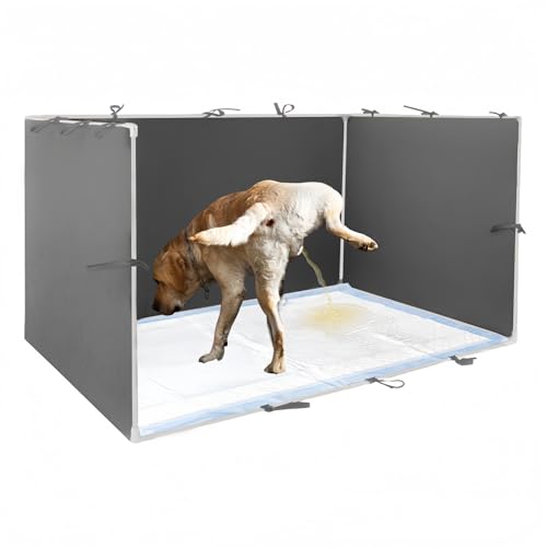 Dog Pee Pad Holder with High Walls - 35"x29"x17.3" No-Splash Indoor Dog Potty Box, Foldable Potty Training Toilet for Large Small Medium Dogs Puppy Potty (Dark Gray)
