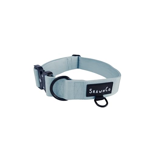 ShawnCo Basecamp Dog Collar- Premium, Adjustable, Heavy-Duty Nylon Tactical Dog Collar with Metal Buckle for Medium and Large Dogs (Moonglow, M) - color: Moonglow, size: M- No Handle