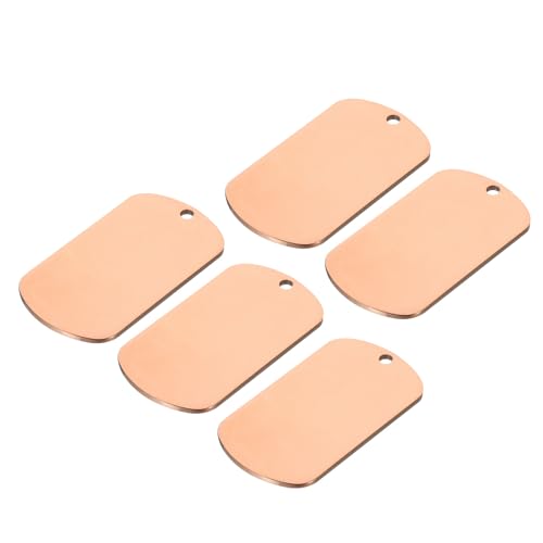 MECCANIXITY Metal Blank Tags Stamping, 1.8"x1" Rose Gold Stainless Steel Blank Dog Tags DIY Engraving Blank Tags for Pet Dog ID Tags, Pendant Decoration, Craft Tags, Pack of 5 - color: Rose, size: 1.77"x1.02"