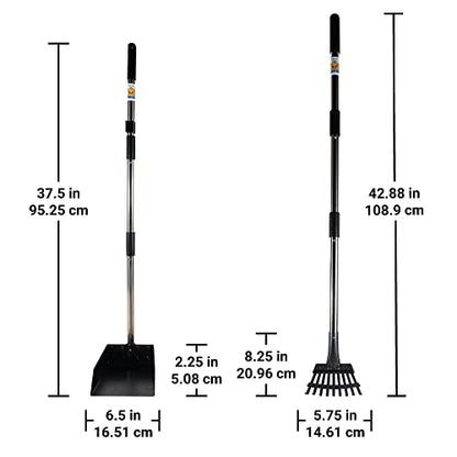 Bodhi Dog Pooper Scooper for Small to Large Dogs - Heavy Duty Metal Long Handle Tray & Rake Poop Scoop - Durable, Rust-Resistant, Great for Grass, Streets, Gravel & Outdoor Cleanups - size: Large