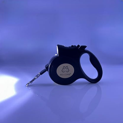 LED Light Retractable Dog Leash for Small to Medium Dogs – 16ft Extendable for Safe Night Walks (Black) - color: black