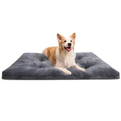 Dog Crate Bed Washable Dog Beds for Extra Large Dogs Deluxe Thick Flannel Fluffy Comfy Kennel Pad Anti-Slip & Anti-Scratch Pet Sleeping Mat, 41 x 27 Inch, Gray - color: Gray, size: 41.0"L x 27.0"W x 3.5"Th