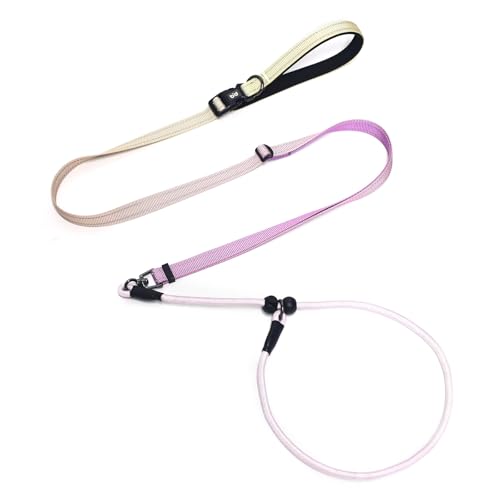 QQPETS Adjustable Slip Lead Dog Leash, Hands Free Waist Leash for Dog Walking, Reflective Training Lead with 360° Swivel Anti-Tangle, 4-7 ft Length for All Breeds - color: Yellow-purple Gradient