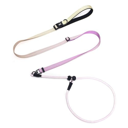 QQPETS Adjustable Slip Lead Dog Leash, Hands Free Waist Leash for Dog Walking, Reflective Training Lead with 360° Swivel Anti-Tangle, 4-7 ft Length for All Breeds - color: Yellow-purple Gradient