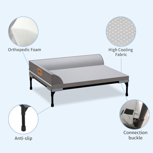 Elevated Cooling Dog Bed, Orthopedic Pet Bed for Large Dogs, Removable Washable Cover, Indoor & Outdoor Raised Pet Bed with Breathable Mesh, Size: 42"*30"*7" - size: Large