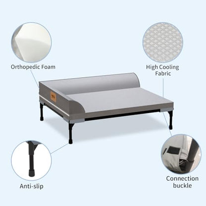 Elevated Cooling Dog Bed, Orthopedic Pet Bed for Extra Large Dogs, Removable Washable Cover, Indoor & Outdoor Raised Pet Cot with Breathable Mesh, Size: 49"*33"*9" - size: X-Large