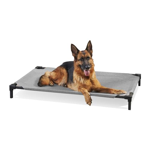Coolaroo Pro Elevated Dog Bed - Low-Profile Access, Moisture-Resistant Cover, Breathable Fabric & Tool-Free Setup, Steel Gray, Large - color: Steel Grey, size: Large