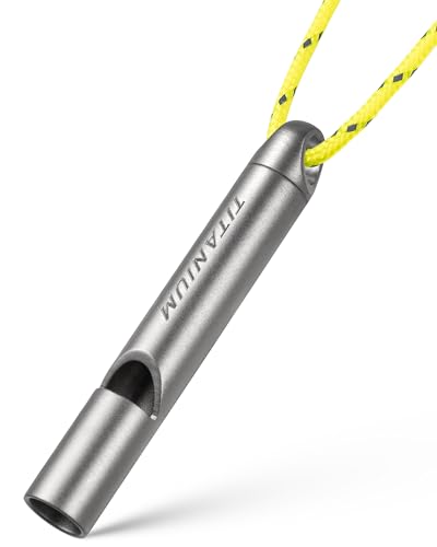 Titanium Survival Emergency Whistle,120-130dB,Rustproof, Durable | Saltwater & Sweat Resistant, Safe for Oral Use, Pea-less, Works Submerged, Compact with Key Ring & Lanyard - color: Matte 1 Pack