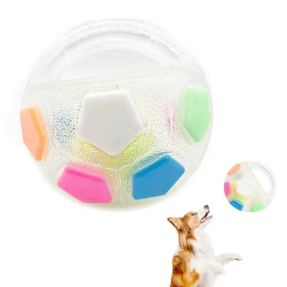 Dog Toy Ball with Handle, Squeaky Dog Calming Ball with Handle, Interactive Ball for Dogs Playing, Squeaky Floating (Transparent)