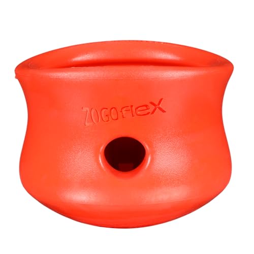 WEST PAW Zogoflex Toppl Interactive Treat Dispensing Puzzle Dog Toy for Mental Stimulation & Enrichment-Holds Kibble & Treats-Lickable, Freezable & Dishwasher Safe-Made in USA-Small-Cardinal Red - color: Cardinal, size: Small