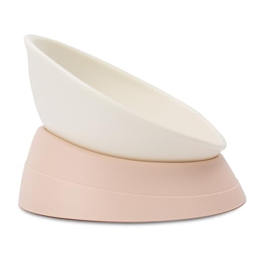 French Bulldog Food Bowl- Slanted Tilted Pug Food Water Bowl,Cat Bowl- Feeder for Frenchie/Shih Tzu/Flat Faced Small Dogs/Puppies/Cats (Lightpink, 2 Cup) - color: Lightpink, size: 2 Cup