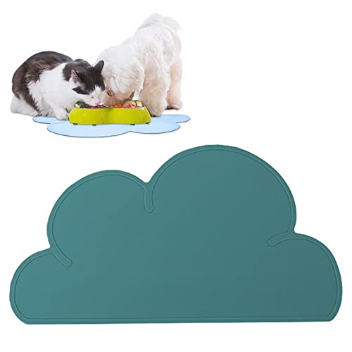 JiangYanus Dog Cat Food Bowl Mat, Waterproof Silicone Pet Feeding Mat | Placemat for Food and Water Bowls, Nonslip Cat Dog Food Placemat Tray Mat, Raised Edges to Prevent Water Spills on Floors - color: Dark Green