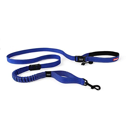 EzyDog Road Runner Hands Free Dog Leash – Waist Leash for Dog Walking, Jogging and Running with Zero Shock Bungee, Reflective Stitching, and Adjustable Waist (Blue) - color: Blue, size: Standard