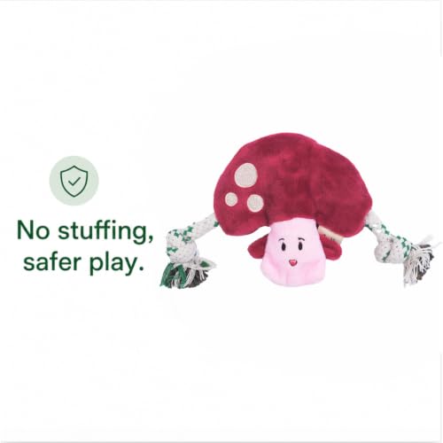 Green Sheep Puppy Plush Dog Toy, No Stuffing Squeaky Toy with Recycled Cotton Rope for Teething, Comfort and Gentle Play, Small Dogs and Puppies, Mushroom - color: Mushroom