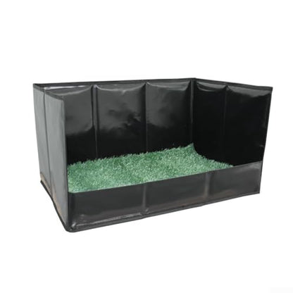 Foldable Dog Grass Pad with Tray, High Walls Pee Potty Trainer Large Medium Small Dogs, Portable Artificial Turf Mat, Control, Gray(Black XL) - size: Black XL