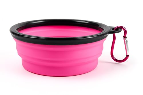 4-in-1 Retractable Dog Leash Set Includes Waste Bag Dispenser, Refill Bags & Collapsible Water Bowl Heavy Duty Nylon Leash with One-Hand Lock, Anti-Slip Grip for Small to Medium Pets (Pink) - color: Pink
