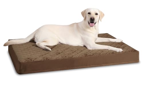NUPIDA Orthopedic Dog Beds Large Sized Dog Waterproof Pet Bed for Crate,with Removable Washable Cover and Non-Slip Bottom, 35x23 Inch, Brown - color: Brown, size: 35.0"L x 22.0"W x 3.0"Th