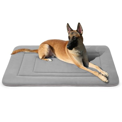 Dog Bed Soft Dog Crate Bed Pad Mat, 42 in Non Slip Bottom Washable Beds for Large Dogs, Pet Bed Mattress Kennel Pad, Clay Gray - color: Clay Gray, size: 42.0"L x 28.0"W x 1.2"Th