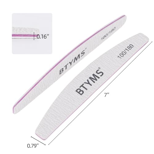 BTYMS 25Pcs 100/180 Grit Nail File and Buffer Professional Double-Sided Emery Boards for Acrylic, Gel & Natural Nails - size: 25 Count (100/180 Grit)