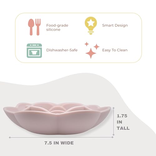 Hanara Sillicone Slow Feeder Dog Bowls & Lick Mat with Suction Bottom | Rose Petals Design | Promotes Better Digestion, Prevent Choking | Dish Washer Safe | Great Size for All Breed (Misty Gray) - color: Misty Gray