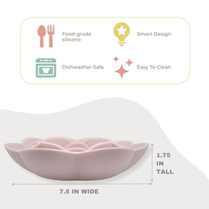 Hanara Sillicone Slow Feeder Dog Bowls & Lick Mat with Suction Bottom | Rose Petals Design | Promotes Better Digestion, Prevent Choking | Dish Washer Safe | Great Size for All Breed (Misty Gray) - color: Misty Gray