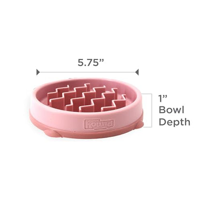 Outward Hound Fun Feeder Slo Bowl – Small 3/4-Cup Capacity, Slow Feeding, Small Dogs, Puppies & Cats, Non-Slip, Pink, Wave Pattern - color: Pink, size: Small