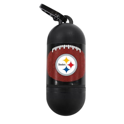 Pets First NFL PITTSBURGH STEELERS PET LICENSED Poop Waste Bag Dispenser and D Ring for Leash with 45 Premium Garbage Bags - color: Pittsburgh Steelers, size: 3 Rolls = 45 Bags