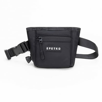 Dog Treat Pouch, Powerful Magnet Closure Device Dog Training Treat Bag Large Capacity Pet Treat Pouch with Poop Bag Dispenser Treat Bag for Dog Training with Metal Waistband Clip (Black) - color: Black