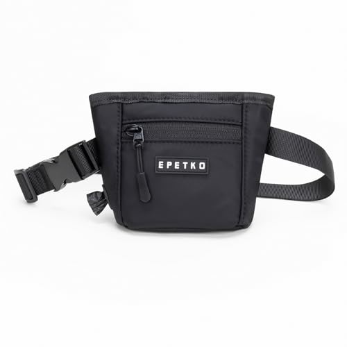 Dog Treat Pouch, Powerful Magnet Closure Device Dog Training Treat Bag Large Capacity Pet Treat Pouch with Poop Bag Dispenser Treat Bag for Dog Training with Metal Waistband Clip (Black) - color: Black
