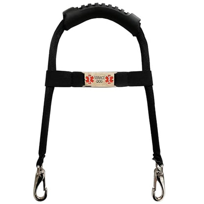 ActiveDogs Service Dog Handle, 12 inch, Solid Core Aluminum, T-Shape or Round or Rectangular, Made in USA, Includes Molded Rubber Grip & Adjustable Chrome ID Band