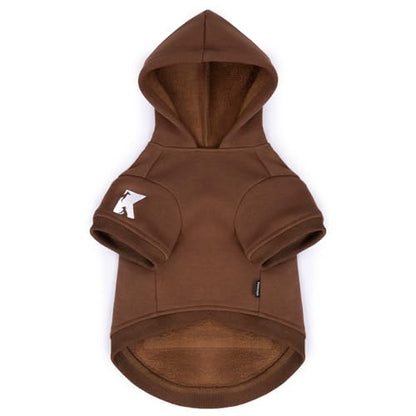 Koneseve Dog Hoodie & Cat Sweater, Warm Fleece Hooded Soft Winter Sweatshirt for All Breeds, Cozy Pet Clothes, Brown, S - color: Brown, size: S-(2~7lb) | Chest(~13")