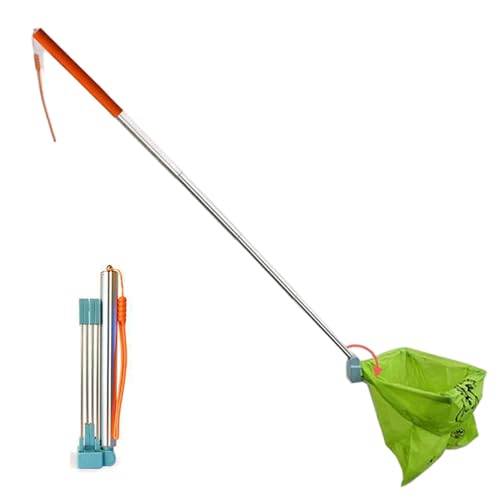 Dog Pooper Scooper, Telescopic Pooper Scooper Catcher with Long Handle, Self-Adhesive and Foldable Dog Poop Collector