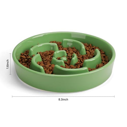 Slow Feeder Dog Bowl, Ceramic 2 Cups Dog Food Bowls for Small, Medium, and Large Breed, Anti-Slip Maze Puzzle Food Dish to Slow Down Eating (Green, 2 Cups) - color: Flower - Green