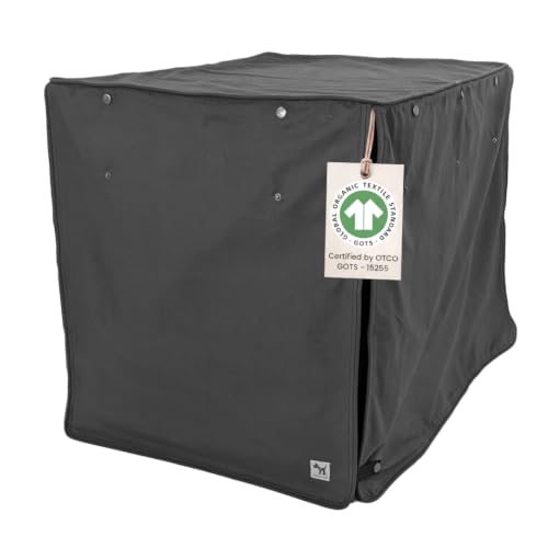 Molly Mutt I'm a Realist Dog Crate Cover, 100% Cotton Canvas Cover with 2 Roll-Up Panels, Ideal for Dog or Cat Crate, Durable, Washable, and Free of Harmful Chemicals, 48" x 30" x 33" - color: I'm a Realist, size: 48.0"L x 30.0"W x 33.0"H