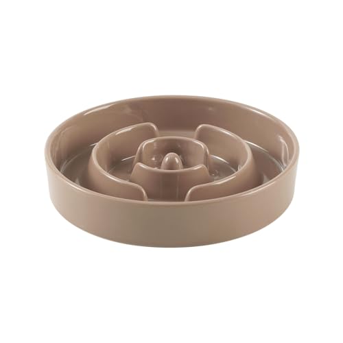 Havniva Ceramic Slow Feeder Dog Bowls, 1.2 Cups Dog Bowl Slow Feeding for Small and Medium Breed, 7.3inch Puzzle Dog Food Bowl Slow Feeder Non-Slip Anti-Gulping and Anti-Choking Reduces Bloating - color: 1 x Brown Coffee-A, size: 7.3inch