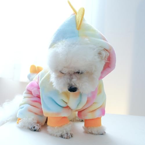 Dinosaur Puppy Coats, Winter Fleece Hoodies with Leash Ring, Cat Coat, Funny Dog Costume for Boy, Girl, Christmas, Halloween (Yellow, X-Large) - color: Yellow, size: X-Large