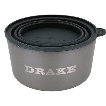 DRAKE WATERFOWL Team Gun Dog Insulated Stainless Steel Non-Slip Dog Bowl with Multi-Use Collapsible Silicone Lid - 7 Cup Capacity, Crocodile - color: Crocodile