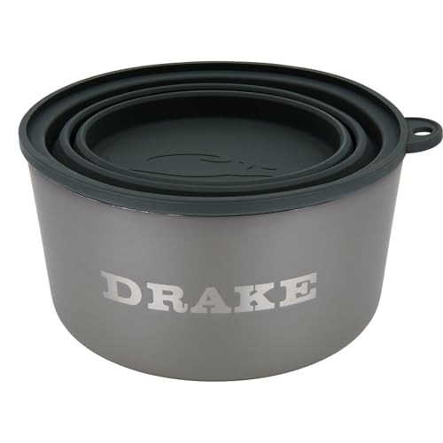 DRAKE WATERFOWL Team Gun Dog Insulated Stainless Steel Non-Slip Dog Bowl with Multi-Use Collapsible Silicone Lid - 7 Cup Capacity, Crocodile - color: Crocodile