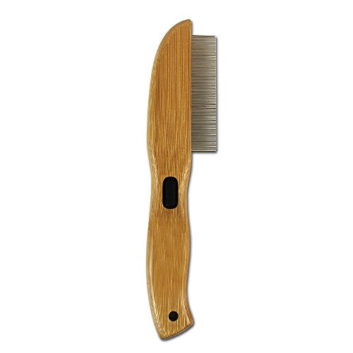 Alcott Bamboo Groom Flea Comb with 77 Rotating Pins for Pets