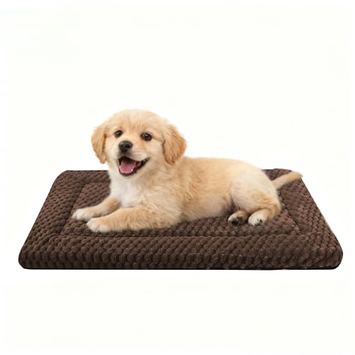 Dog Bed Crate Mat, Soft Durable Washable Anti-Slip Kennel Pad for Dogs & Cats, Reversible (Dark Brown, S(24"*18"*1.5")) - color: Dark Brown, size: S(24"*18"*1.5")