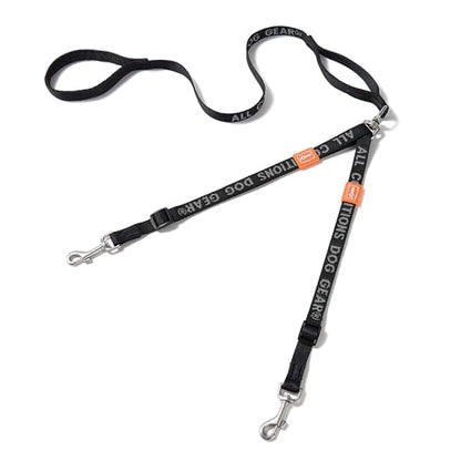 HOWGO Double Dog Leash,Tangle-Free 360 Swivel(Black, Std M-L w.Handle) | Individually Adjustable Length, Double Padded Handles,Zinc Alloy Hooks,Durable Nylon,No-Tangle Walking,All Breeds - color: Black, size: Std M/L Handle