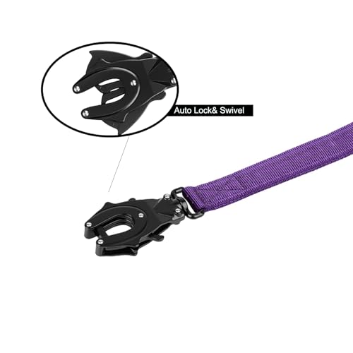 ICEFANG Tactical Dog Leash,K9 Training Walking Bungee Lead with 2 Control Handle,Heavy Duty Quick Release Metal Clasp,for Medium Large Breed (Reflective Purple, 6 FT) - color: Reflective Purple, size: 6 FT