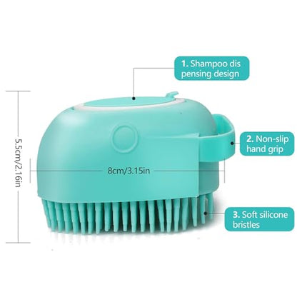 Gentle Pet Bath Brush with Shampoo Dispenser – Soft Silicone Dog & Cat Grooming Scrubber, Massage & Deep Clean for All Fur Types