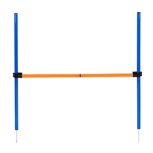 Dog Agility Jump Hurdle Bar Set for Outdoor Exercise, Plastic, Adjustable Height, 4 Blue + 2 Orange Bars, 2 Clips, for Dog Fitness & Bonding