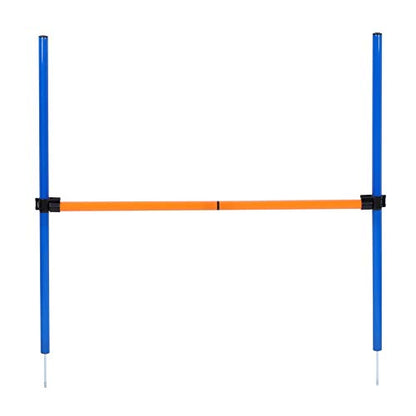 Dog Agility Jump Hurdle Bar Set for Outdoor Exercise, Plastic, Adjustable Height, 4 Blue + 2 Orange Bars, 2 Clips, for Dog Fitness & Bonding